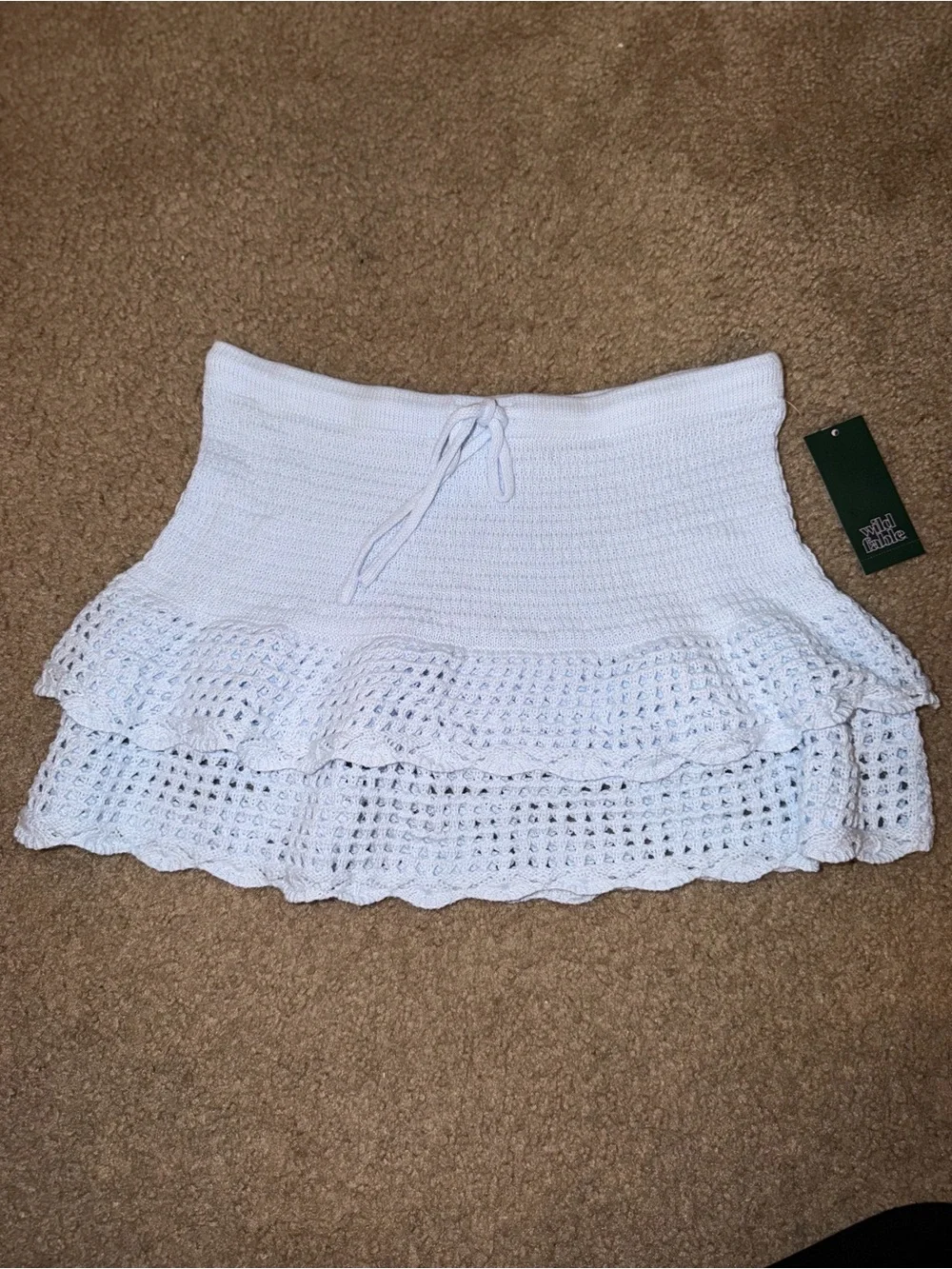 NWT wild fable Light Blue Crochet Tiered Mini Skirt